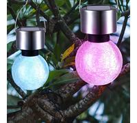 2x Design RGB LED Solaire Boule Pendues Lumières Inox Déco Terrasse Cour Lampes