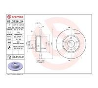 2X Disque De Frein Brembo 08.3126.21 Prime Line - Uv Coated pour Alfa Romeo F