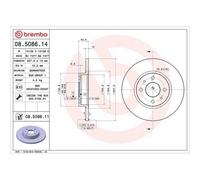2X Disque De Frein Brembo 08.5086.11 Prime Line - Uv Coated pour Alfa Romeo F
