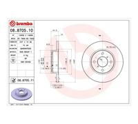 2X Disque De Frein Brembo 08.8705.10 Prime Line pour Opel Suzuki Vauxhall