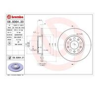 Disque de frein BREMBO 8936421 arrière, plein, 1 pièce