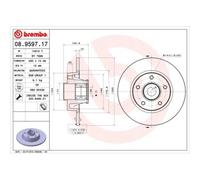 2x Disque de frein BREMBO 08.9597.17 convient pour NISSAN OPEL RENAULT