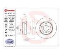 2x Disque de frein BREMBO 08.9787.11 convient pour BMW