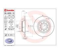2x Disque de frein BREMBO 08.A202.11 convient pour AUDI SEAT SKODA VW