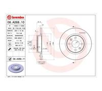 2X Disque De Frein Brembo 08.A268.10 Prime Line pour Renault Dacia Smart