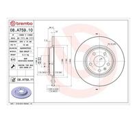 2X Disque De Frein Brembo 08.A759.11 Prime Line - Uv Coated pour Audi Audi (f