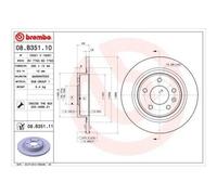 2x Disque de frein BREMBO 08.B351.11 convient pour OPEL VAUXHALL CHEVROLET