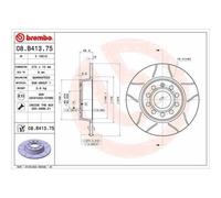2x Disque de frein BREMBO 08.B413.75 convient pour AUDI SEAT SKODA VW CUPRA