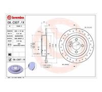 2x Disque de frein BREMBO 08.C307.1X convient pour MINI