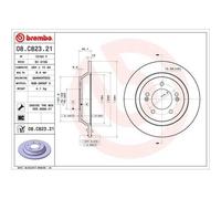 2x Disque de frein BREMBO 08.C823.21 convient pour HYUNDAI KIA