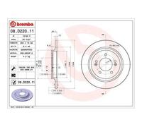 2x Disque de frein BREMBO 08.D220.11 convient pour HYUNDAI KIA KIA (DYK)