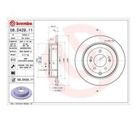 2x Disque de frein BREMBO 08.D429.11 convient pour HYUNDAI KIA KIA (DYK)