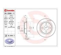 Disque de frein BREMBO 08D56611 arrière, plein, 1 pièce