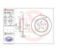 2X Disque De Frein Brembo 08.E033.11 Prime Line - Uv Coated pour Toyota