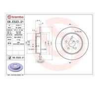 2x Disque de frein BREMBO 08.E523.21 convient pour MAZDA TOYOTA