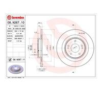 2x Disque de frein BREMBO 08.N267.11 convient pour CITROËN MITSUBISHI PEUGEOT