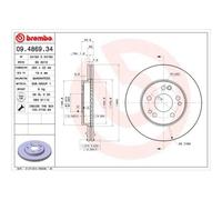 2x Disque de frein BREMBO 09.4869.34 convient pour MERCEDES-BENZ