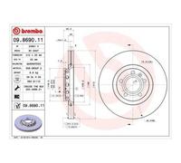 2x Disque de frein BREMBO 09.8690.11 convient pour AUDI SEAT SKODA VW
