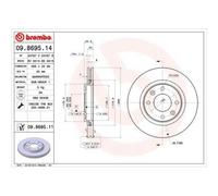 2x Disque de frein BREMBO 09.8695.11 convient pour CITROËN OPEL PEUGEOT DS