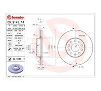Disque de frein BREMBO 9914511 avant, ventilé, 1 pièce