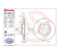 2x Disque de frein BREMBO 09.9468.21 convient pour MAZDA