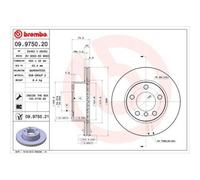 Disque de frein BREMBO 09.9750.21 pour BMW 1 (F20) 1.5 2015-2019