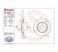 2x Disque de frein BREMBO 09.9928.11 convient pour CITROËN PEUGEOT TOYOTA JAC