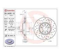 2x Disque de frein BREMBO 09.A430.1X convient pour CITROËN FIAT PEUGEOT