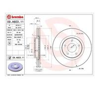 2x Disque de frein BREMBO 09.A603.11 convient pour DAIMLER JAGUAR