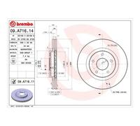 Brembo Disques de frein 09.A716.14 Prime Line - Paire avant pour Nissan Qashqai