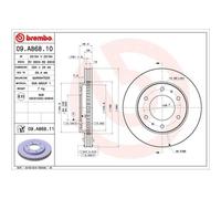 2x Disque de frein BREMBO 09.A868.11 convient pour FIAT MITSUBISHI