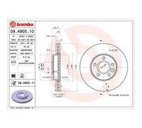 2X Disque De Frein Brembo 09.A905.10 Prime Line pour Ford Volvo Ford (changan
