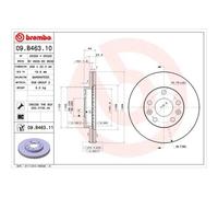 Brembo Disque de frein 09.B463.10 Prime Line 2x pour Nissan, Renault, Dacia
