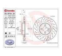 Disque de frein BREMBO 09B75421 avant, ventilé, fendu, hautement carbonisé, 1 pièce