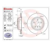 Brembo 09.C117.11 - Disque de Frein Arrière avec revêtement anti-corrosion UV