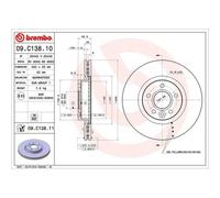 2X Disque De Frein Brembo 09.C138.11 Prime Line - Uv Coated pour Volvo