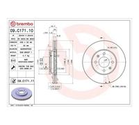 2X Disque De Frein Brembo 09.C171.11 Prime Line - Uv Coated pour Hyundai Kia