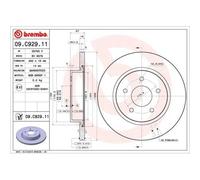 2x Disque de frein BREMBO 09.C929.11 convient pour NISSAN RENAULT