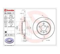 Disque de frein BREMBO 09D42211 arrière, ventilé, à haute teneur en carbone, 1 pièce