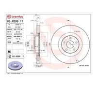 2x Disque de frein BREMBO 09.N399.11 convient pour FORD