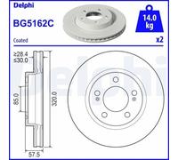 2x Disque de frein DELPHI BG5162C convient pour SSANGYONG
