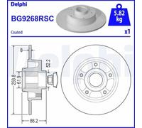 Disque de frein DELPHI BG9268RSC arrière, plein, 1 pièce