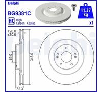 2x Disque de frein DELPHI BG9381C convient pour HYUNDAI
