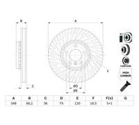Disque de frein BOSCH 0 986 479 E19 avant, ventilé, à haute teneur en carbone, 1 pièce