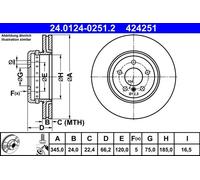 2x Disque de frein disque de frein à deux pièces 24.0124-0251.2 ATE pour BMW 3