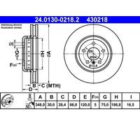 Disque de frein ATE 24.0130-0218.2 avant, ventilé, à haute teneur en carbone, 1 pièce