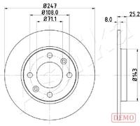2x Disque de frein Essieu arrière plein 61-00-0615C ASHIKA pour CITROËN PEUGEOT