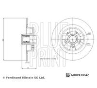 2x Disque de frein Essieu arrière plein ADBP430042 BLUE PRINT pour RENAULT