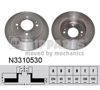 2x Disque de frein Essieu arrière plein N3310530 NIPPARTS pour KIA HYUNDAI