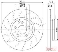 2x Disque de frein Essieu avant perforé/ventilé de l'intérieur 600528C JAPKO